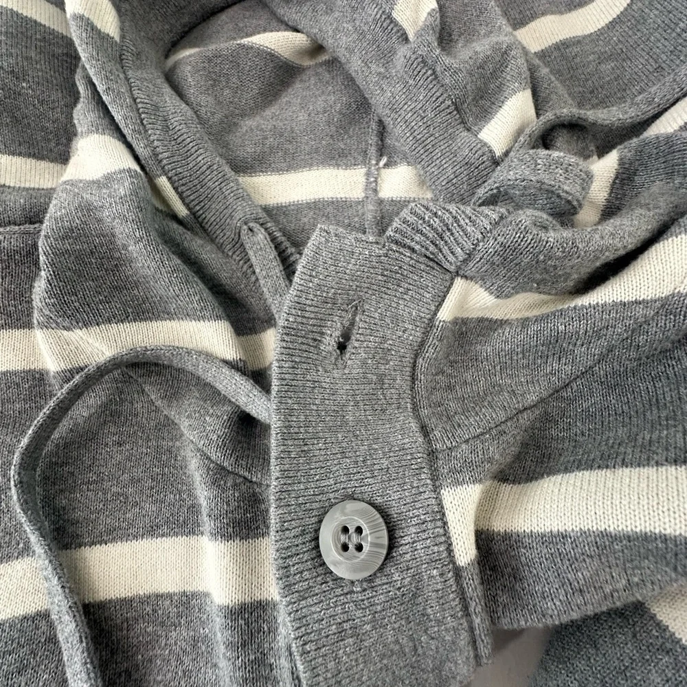 Frederik Anderson Copenhagen Men’s Grey Striped Cotton Nautical Button Sweater M
